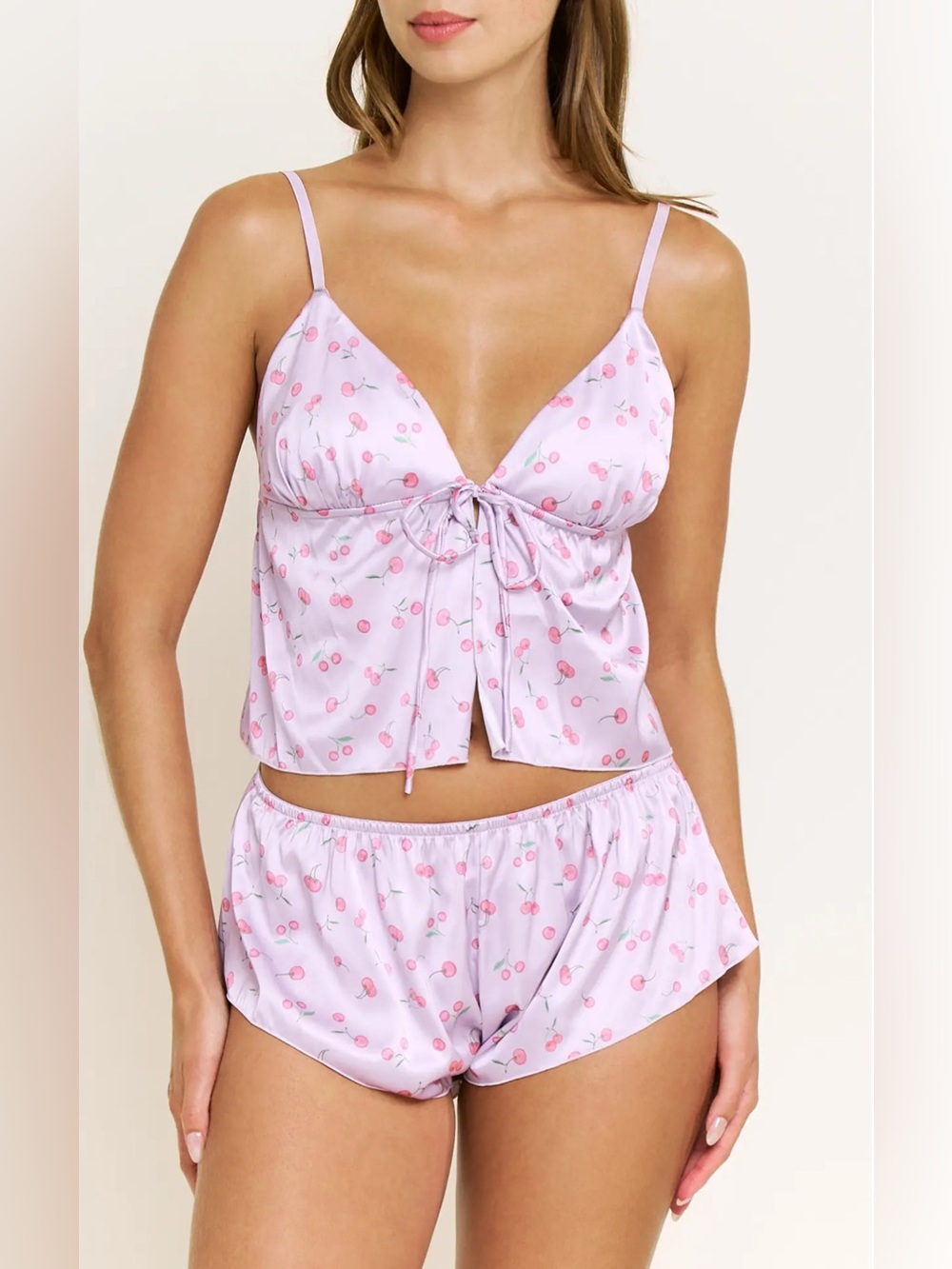 Honeydew Intimates Coral Pink Satin Tie-Front Cami & Shorts Set